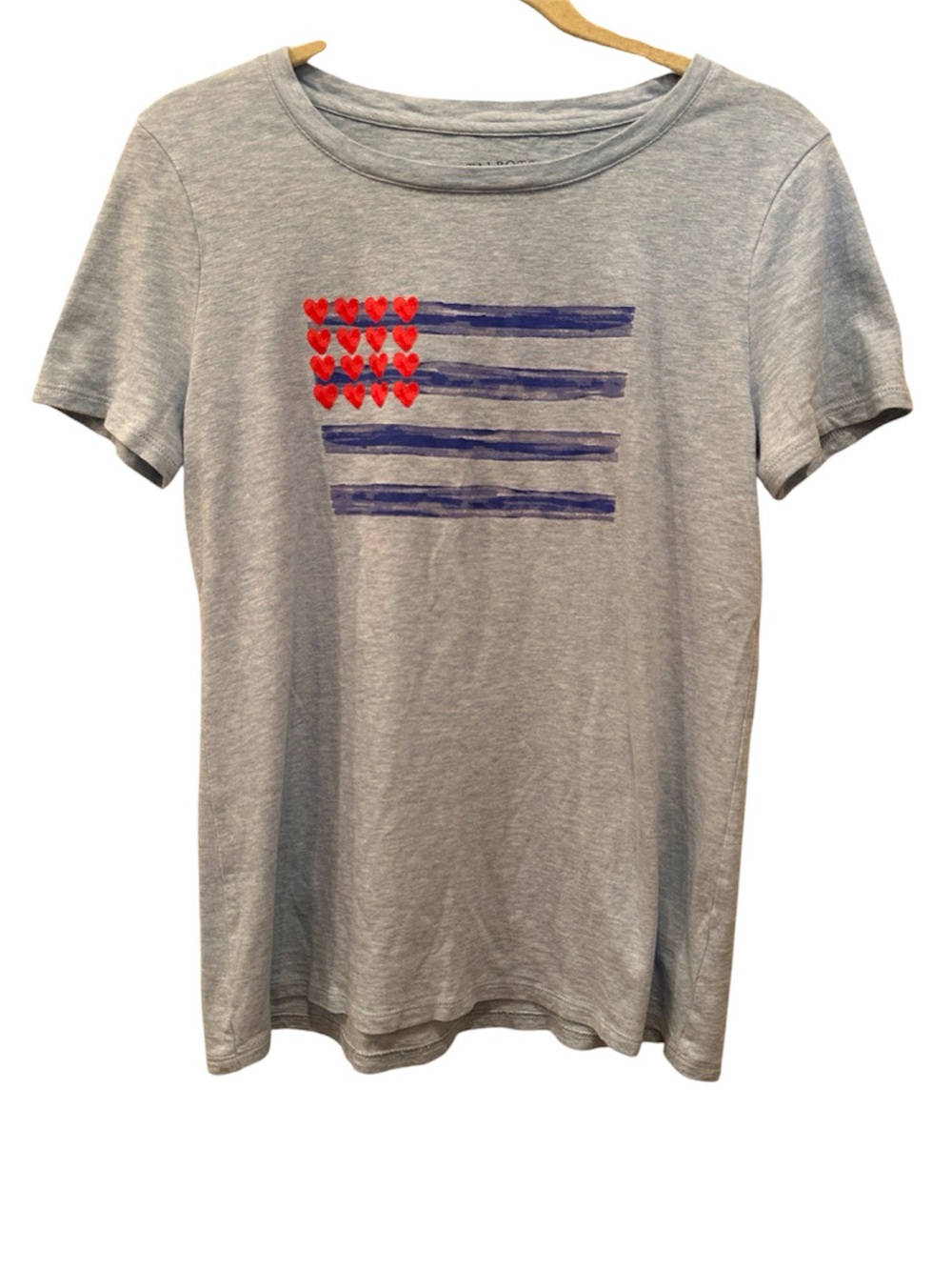 Talbots Patriotic Heart Tee Cotton Flag T Shirt Casual Sz M
